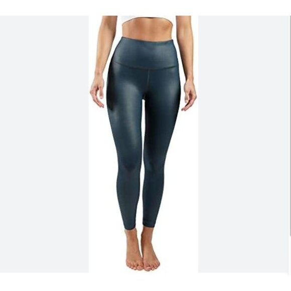 90 Degree By Reflex Arctic Navy Leatherette Ankle-Length Leggings Super Hi-Rise - Picture 1 of 9